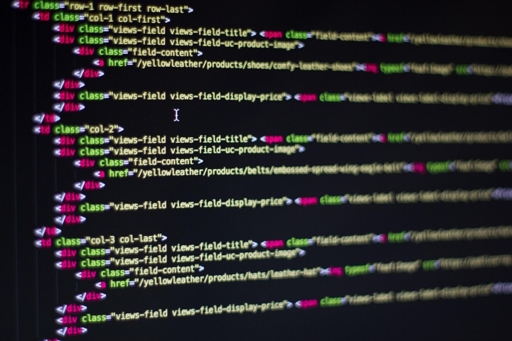 web development coding screen